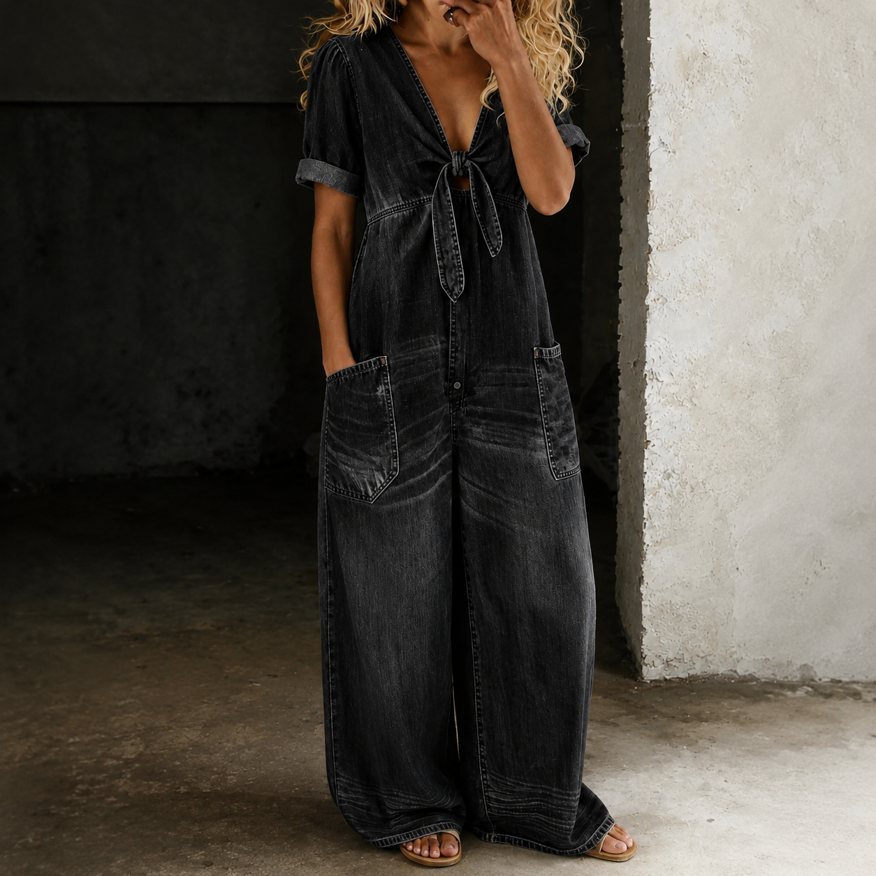 Méabh | The Wide-Leg Denim Jumpsuit