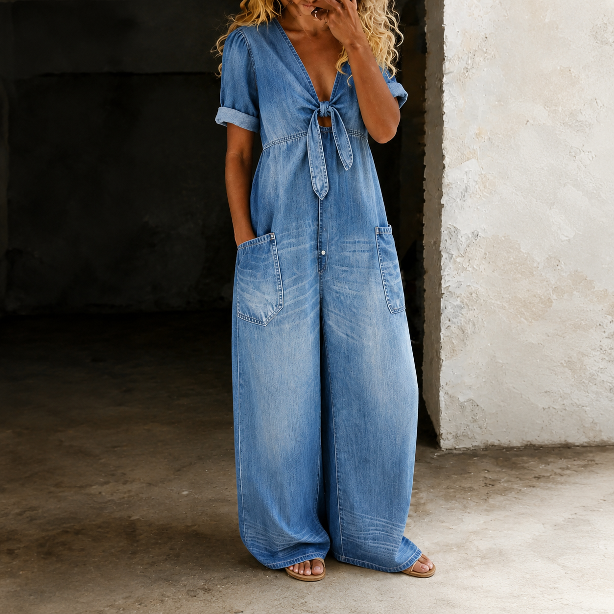 Méabh | The Wide-Leg Denim Jumpsuit